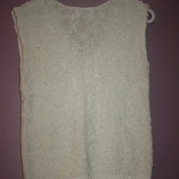 Vintage Garland White Sleeveless Sweater Small, Cable Knit Vest, Shirt - Picture 4 of 12